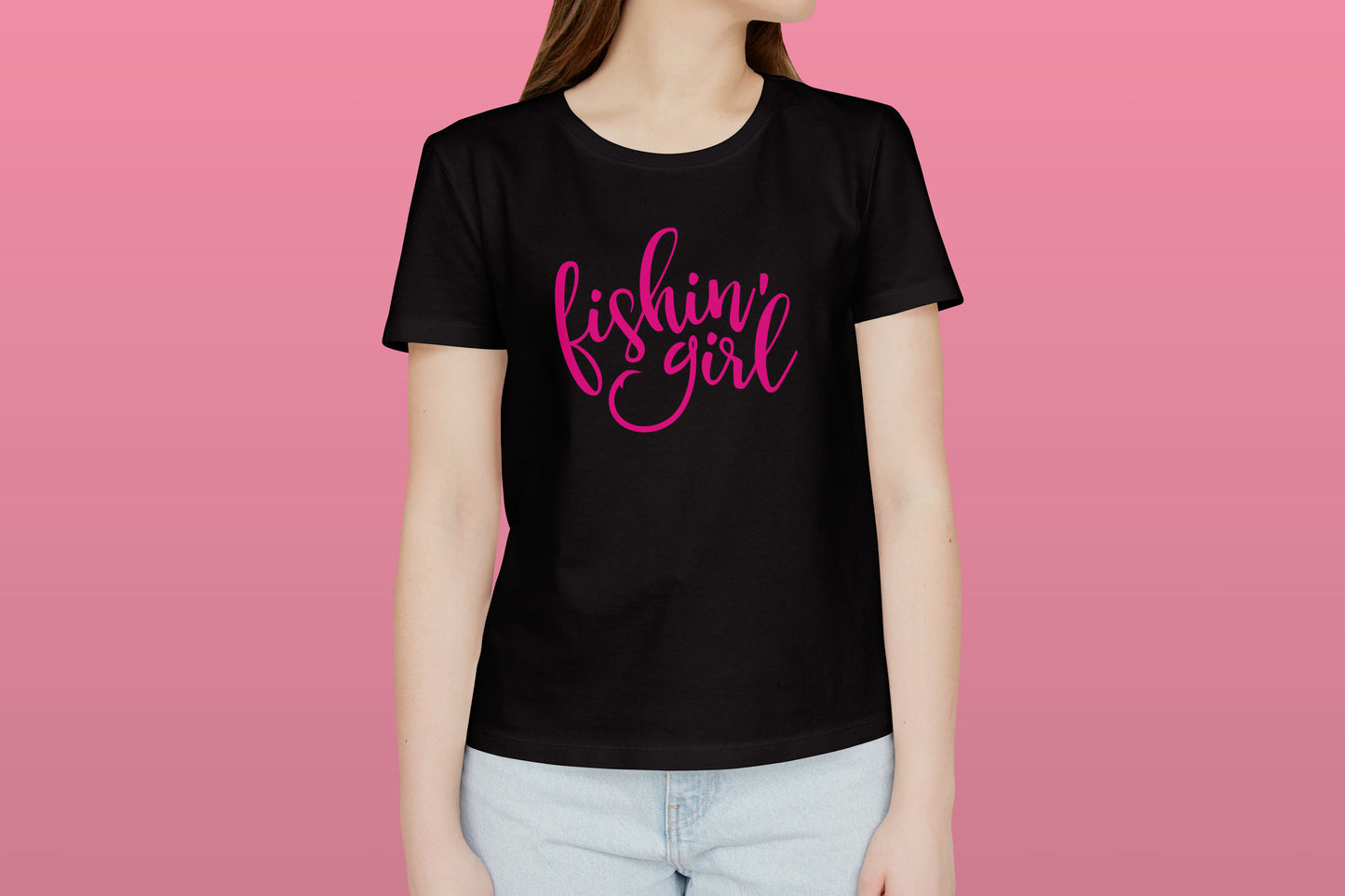 A close up image of a Fishin-Girl t-shirt